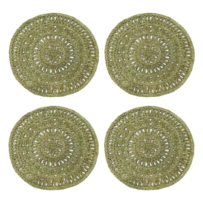 Dakota Fields Circolo Abaca Abaca Geometric Round Placemat (Set of 4)