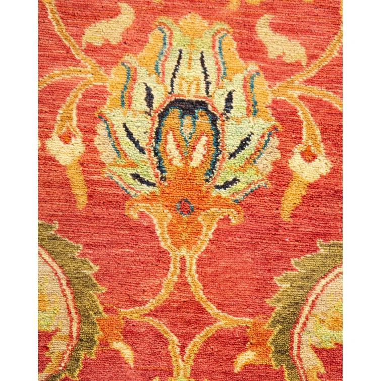 Isabelline Veeru One-of-a-Kind 9' 1" X 9' 1" 2010s Round Wool Area Rug in Orange