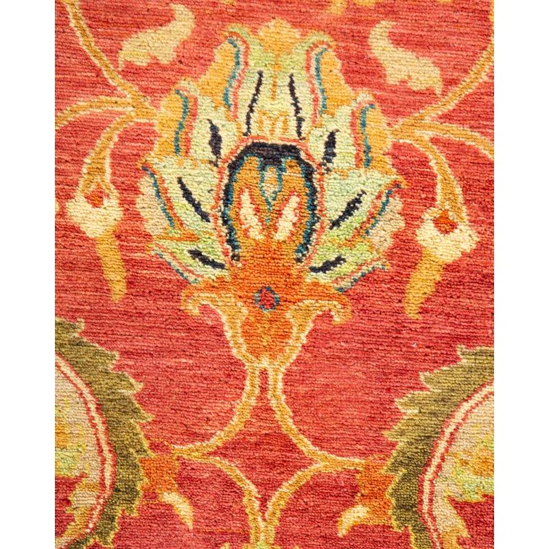 Isabelline Veeru One-of-a-Kind 9' 1" X 9' 1" 2010s Round Wool Area Rug in Orange