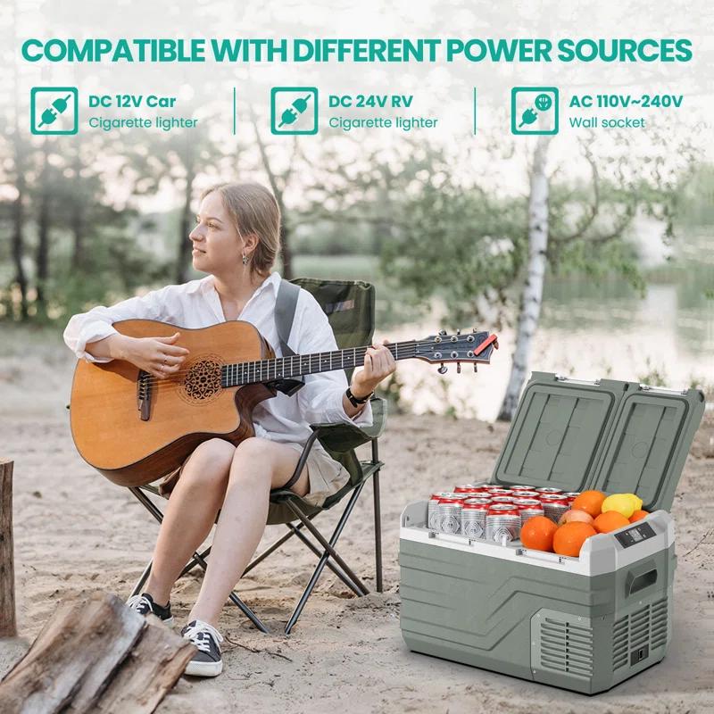Alpicool 25Qt Dual Zone With Individual Temperature Control Car Refrigerator, 12V/24V/220V Portable Car Fridge, Large Capacity Freezing Food, Powerful Compressor Freezer and Cooler, for Outdoors and Indoors Use