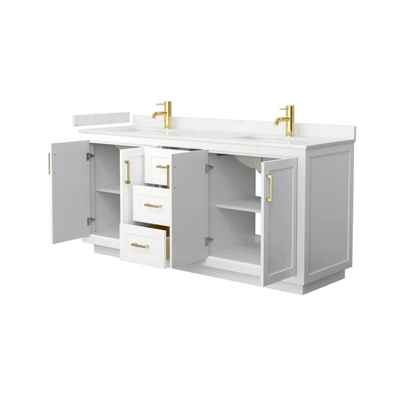 Wyndham Collection Miranda 72" Freestanding Double Bathroom Vanity with Cultured Marble Top