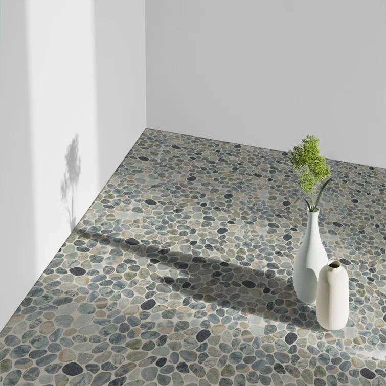 b.o.i Hawaii 12" x 12" Natural Stone Pebbles Mosaic Wall & Floor Tile