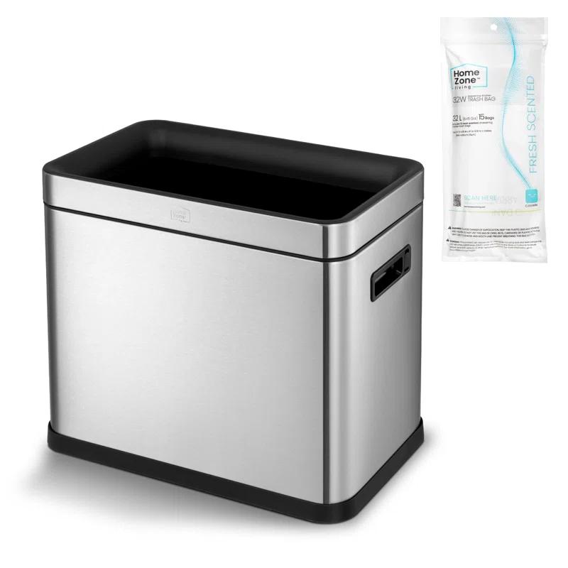 Home Zone Living Steel Open Kitchen Trash Can - 8.7 Gallons