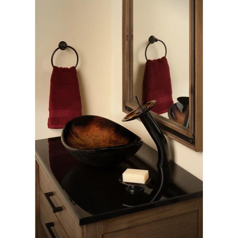 Novatto 15'' Black/Copper Glass Oval Bathroom Sink