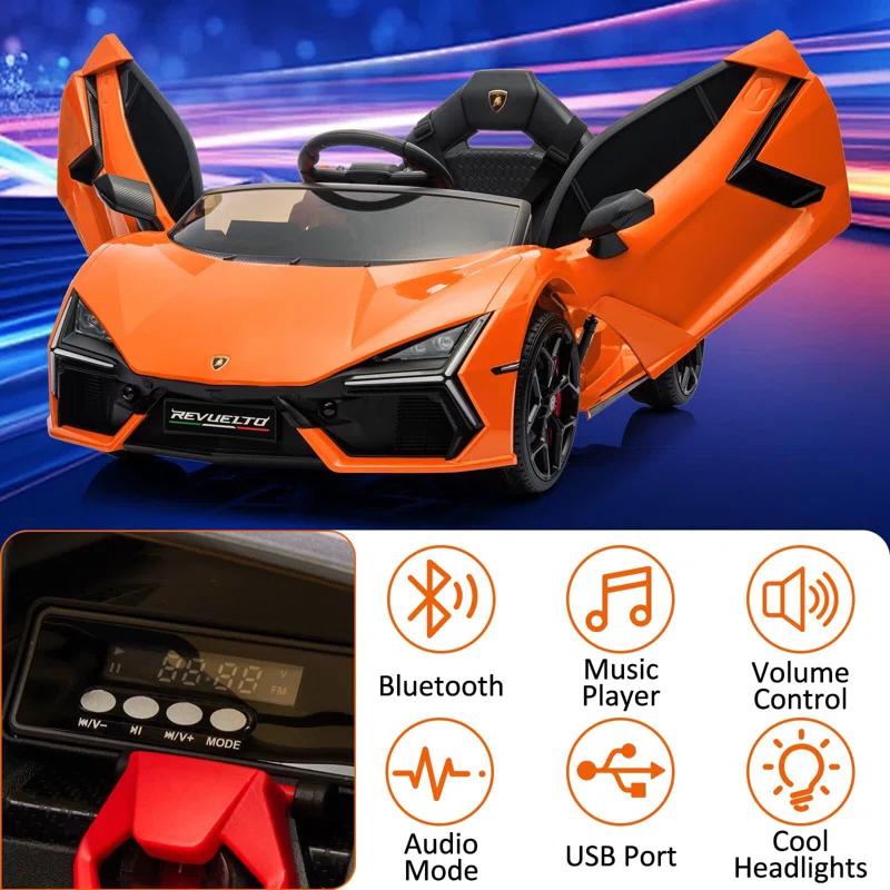Hetoy 12V Kids Ride On Car, Licensed Lamborghini Revuelto Electric Car For Kids
