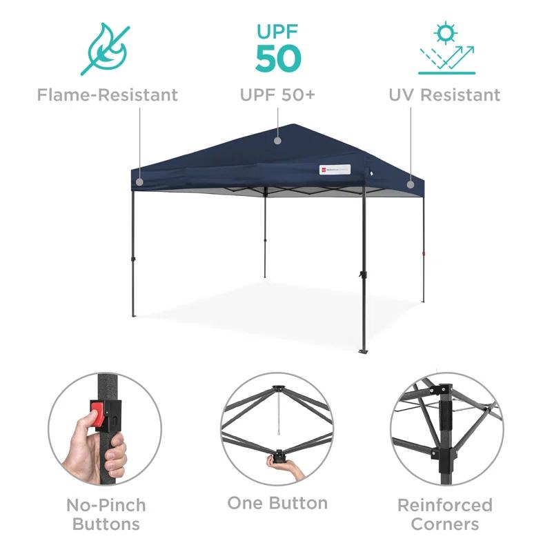 Best Choice Products Best Choice Products Easy Setup Pop Up Canopy W/ 1-Button Setup, Wheeled Case, 4 Weight Bags