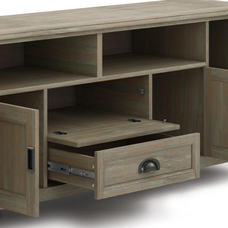 Simpli Home Burlington 72"W Solid Wood TV Stand for TVs up to 80" with 4 Cabinets