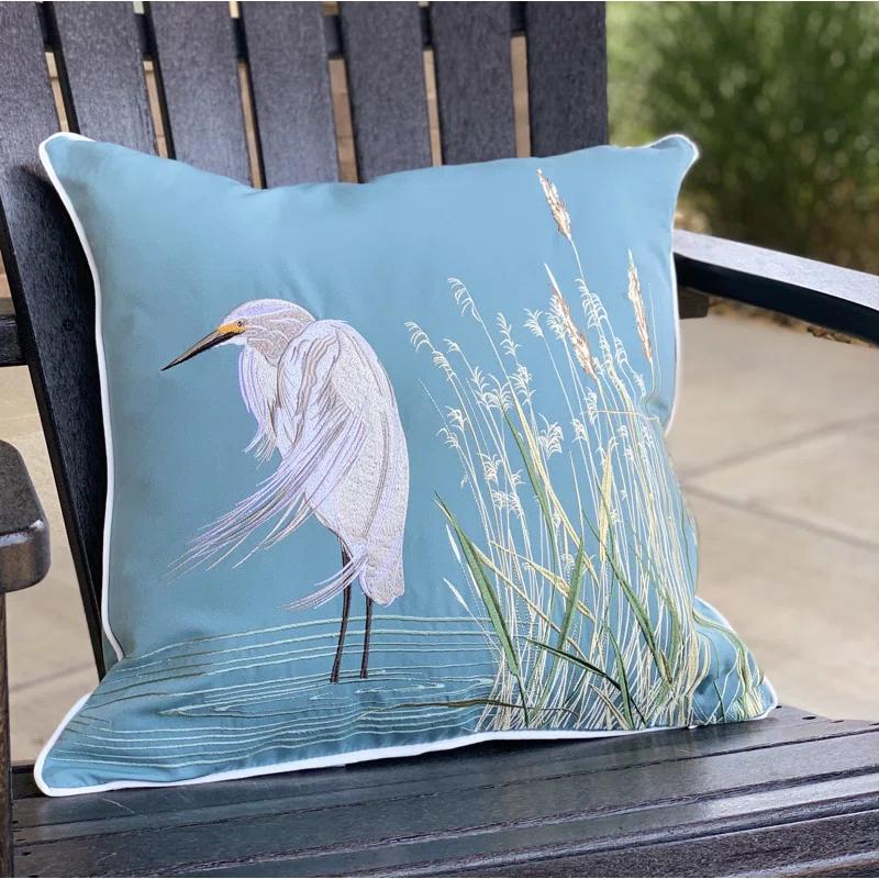Embroidered Indoor/Outdoor Throw Pillow
