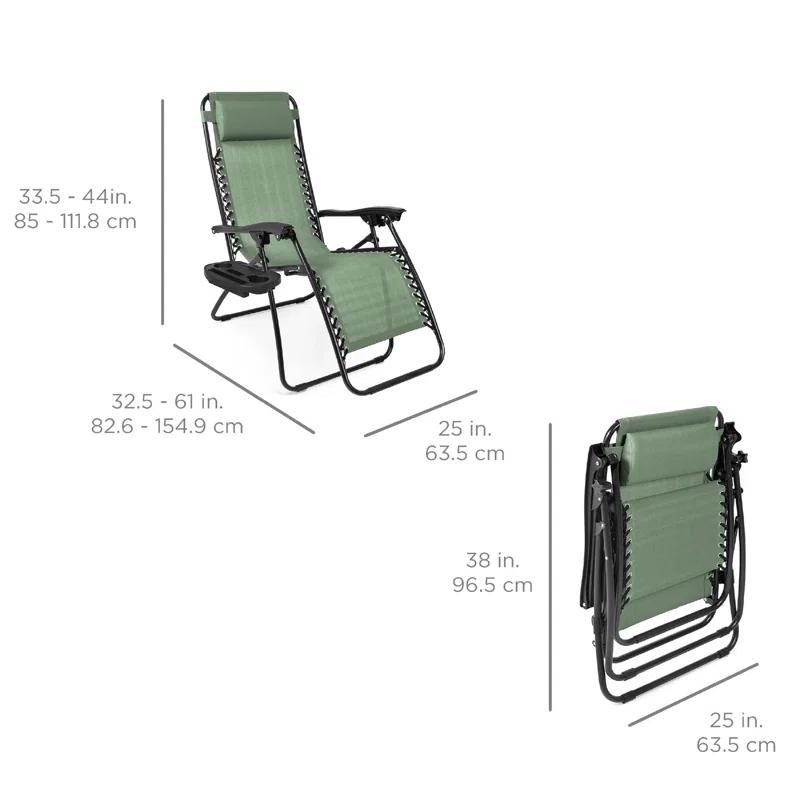 Set Of 2 Adjustable Zero Gravity Patio Chair Recliners W/ Cup Holders