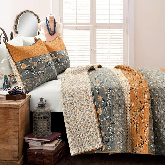 Lush Decor Royal Empire Cotton Reversible 3 Piece Quilt Set