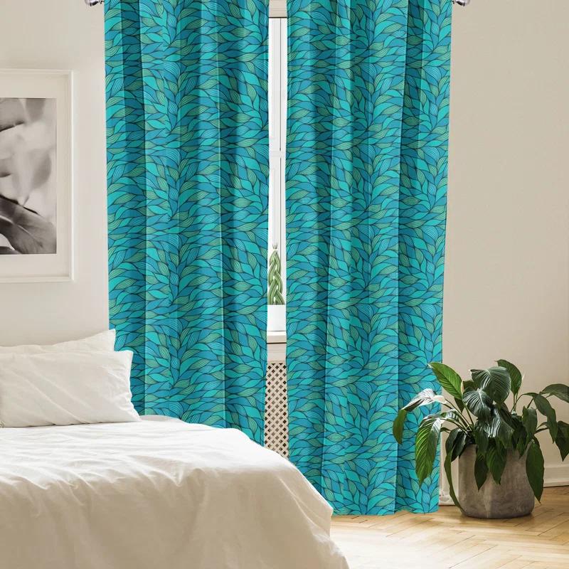 Abstract Semi-Sheer Rod Pocket Sliding Panel (Set of 2)