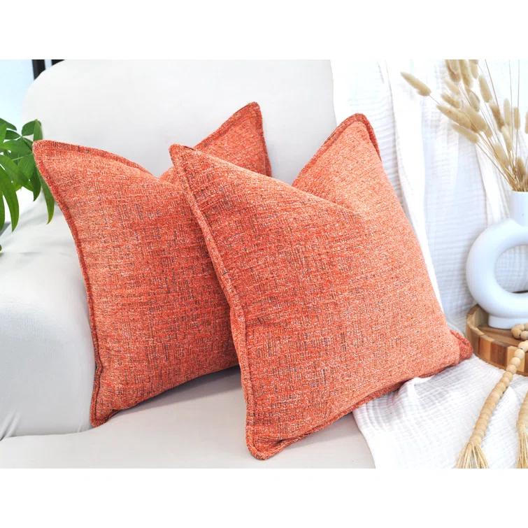 Oveesha Soft Textured Chenille Pillow Covers Set of 2 Cozy Cushion Covers