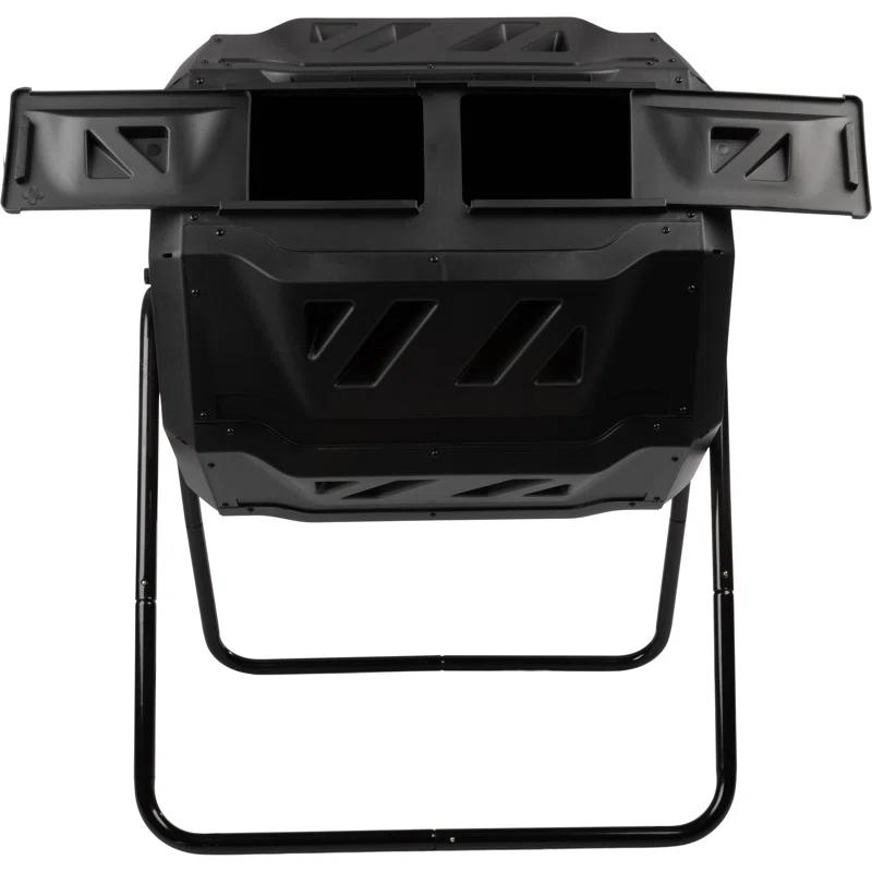 Pure Garden Compost Tumbler - 43Gal Compost Bin with Dual Chambers, 360-Degree Rotating Design, and Garden Gloves Included - Homesteading Supplies