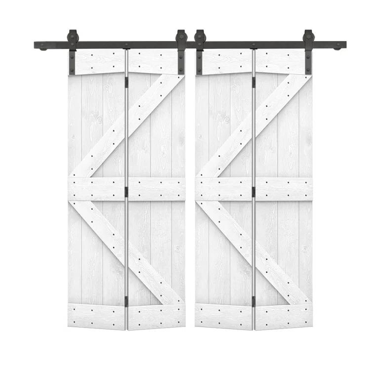 Calhome 84'' Solid Wood Barn Doors Painted without Installation Hardware Kit Barn Door