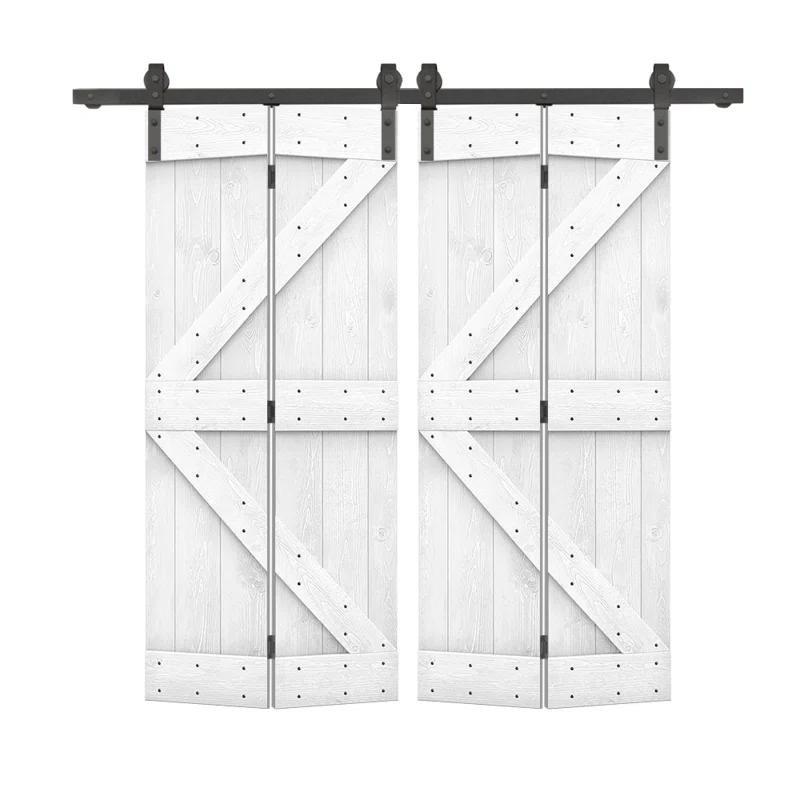 Calhome 84'' Solid Wood Barn Doors Painted without Installation Hardware Kit Barn Door