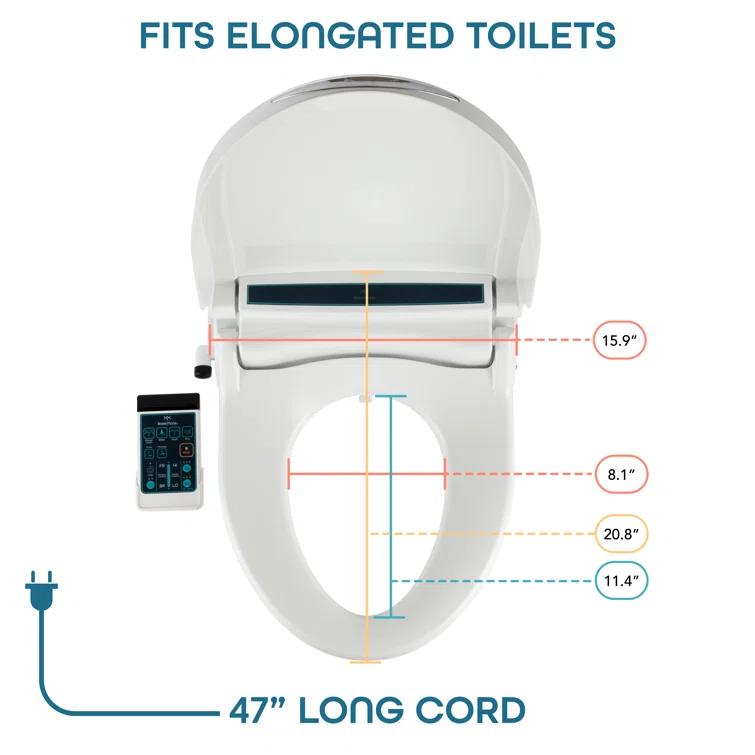 BidetMate Elongated Toilet Seat Bidet BM-2000R-E