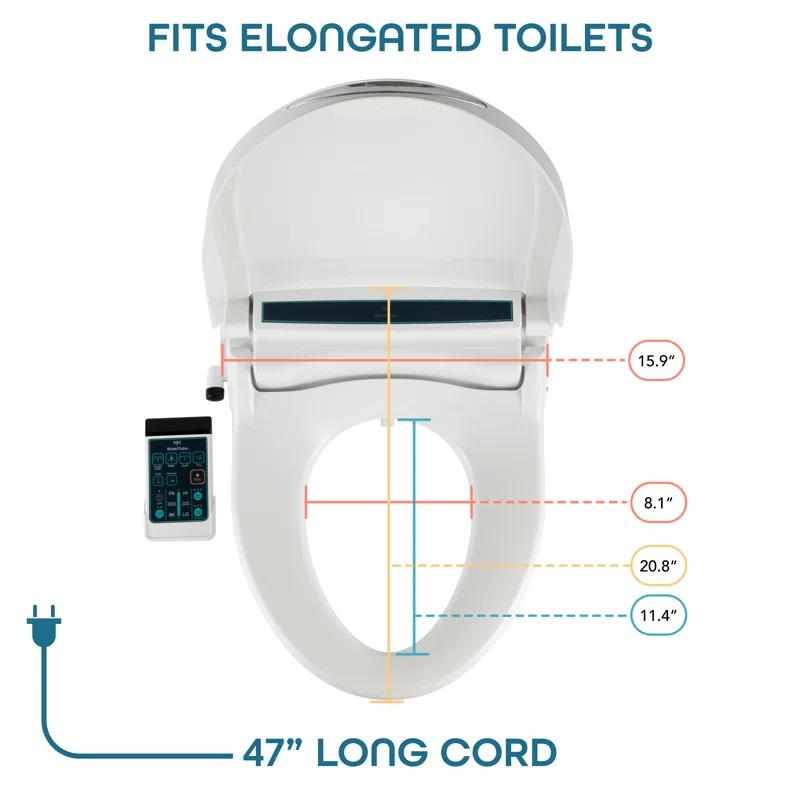 BidetMate Elongated Toilet Seat Bidet BM-2000R-E