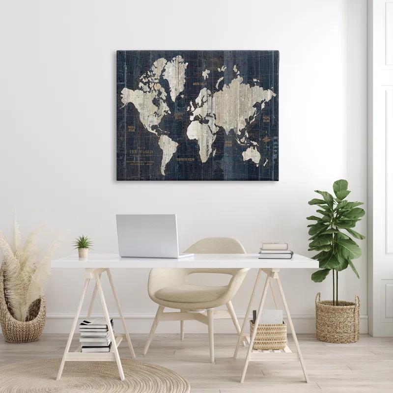 Stupell Industries Distressed Antique World Map Rustic Aesthetic by Wild Apple Portfolio - Graphic Art Print on Canvas