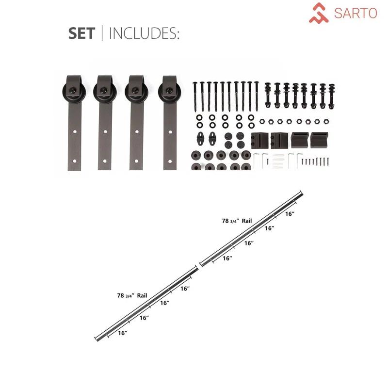 SARTODOORS Quadro Solid + Manufactured Wood Paneled Barn Door