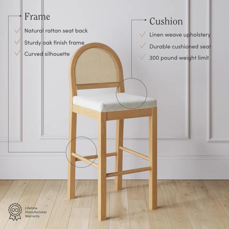 Nathan James Bailey Upholstered Counter Stool with Solid Wood Frame