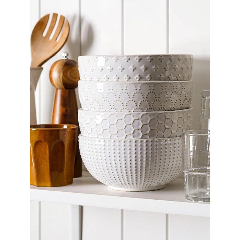 Winston Porter Large Soup Bowl 42 OZ, Ceramic Kitchen Bowl Set For Soup, Pho, Chip, Pasta, Fruits, Salad, Noodle And Ramen- 7 Inch, Set Of 4, Arctic White