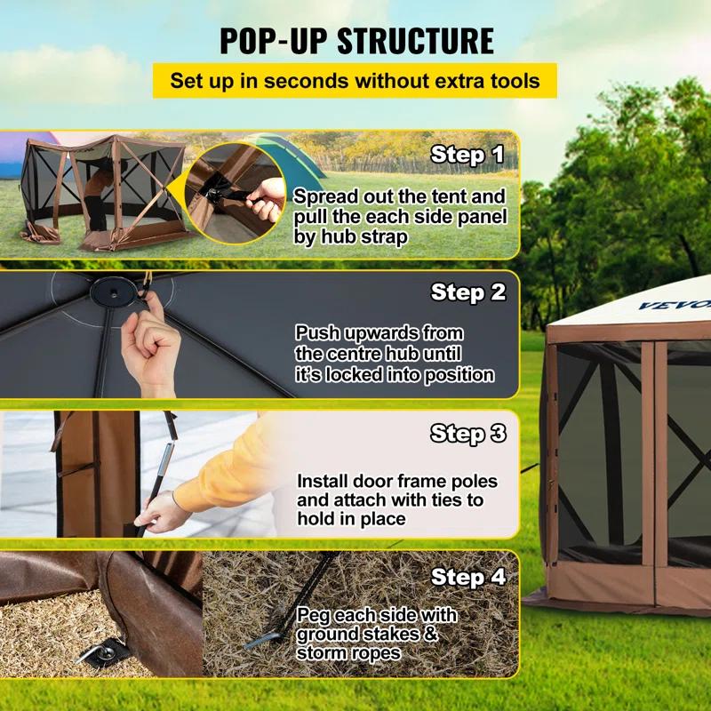 VEVOR Pop-up Camping Gazebo Screen Tent