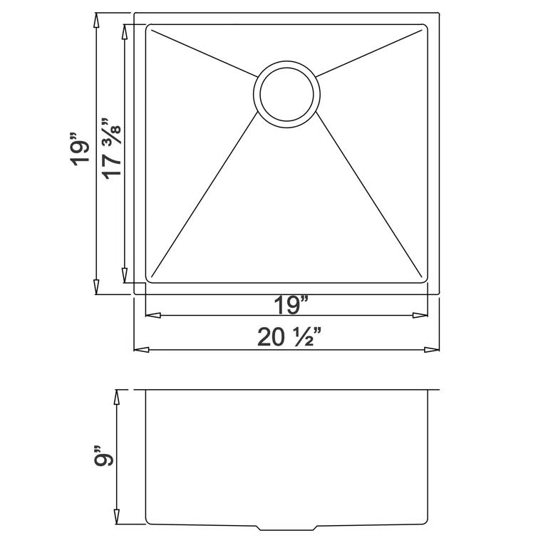 Wells Sinkware Chef's Series 20.5'' L Undermount Stainless Steel Kitchen Sink CSU2119-9