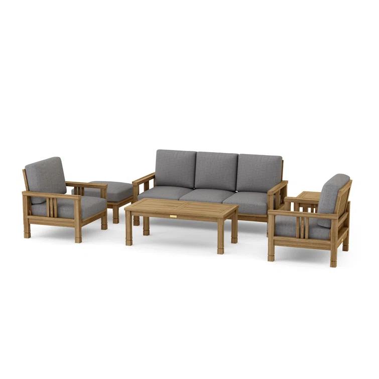 Anderson Teak South Bay Teak 5 - Person Patio Conversation Sets with Sunbrella® Cushions