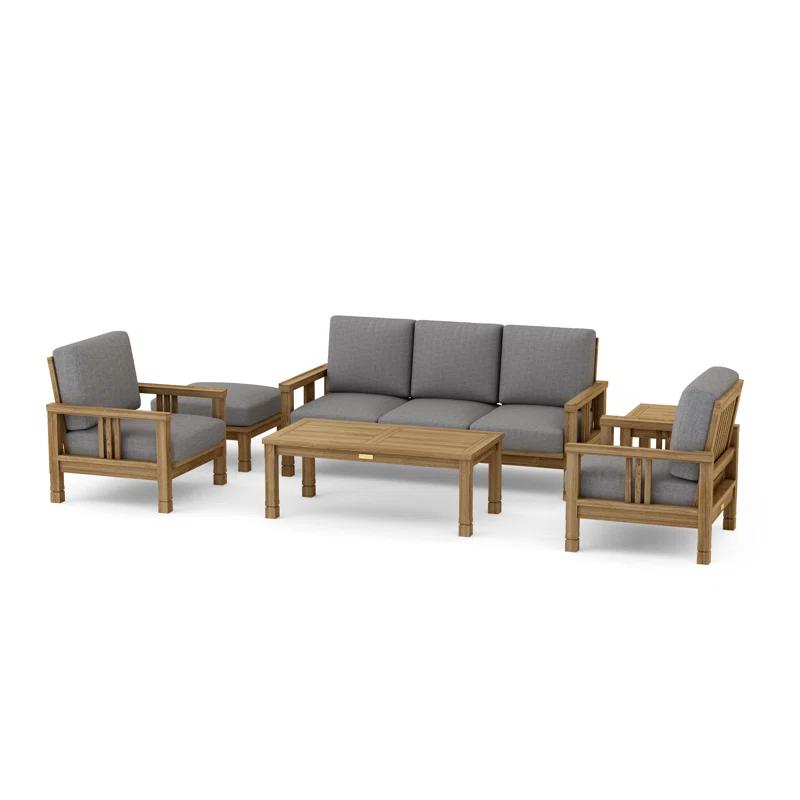 Anderson Teak South Bay Teak 5 - Person Patio Conversation Sets with Sunbrella® Cushions