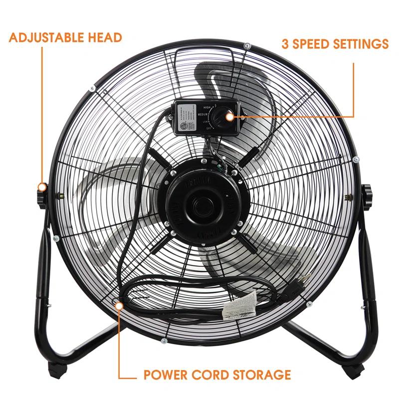 Vie Air 20" 3 Speed Motor Metal Floor Drum Fan | Wayfair