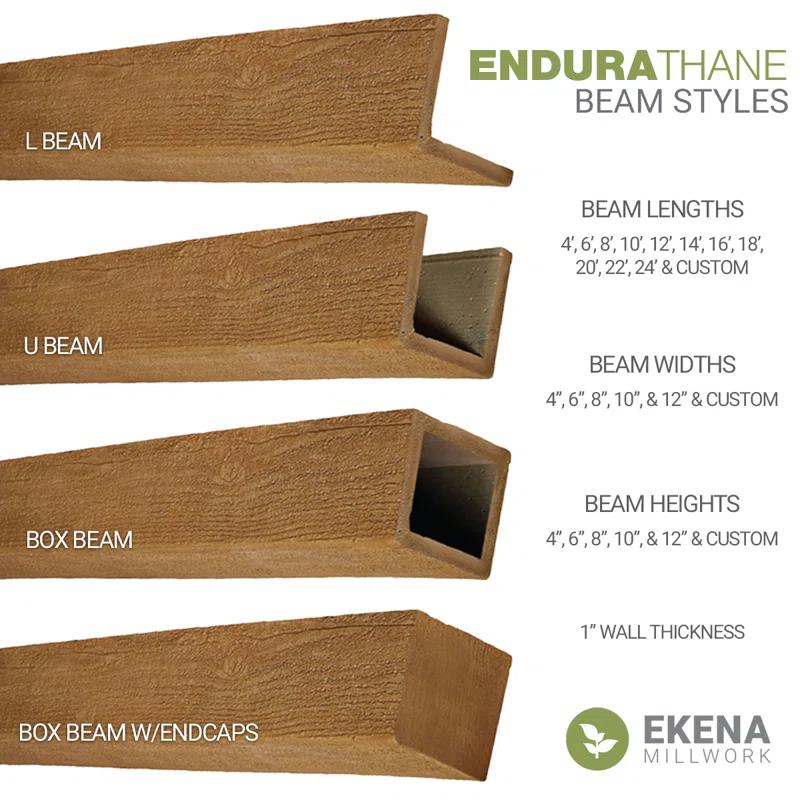 Ekena Millwork Hand Hewn Timberthane Faux Wood 3-Sided Ceiling Beam (U-beam)