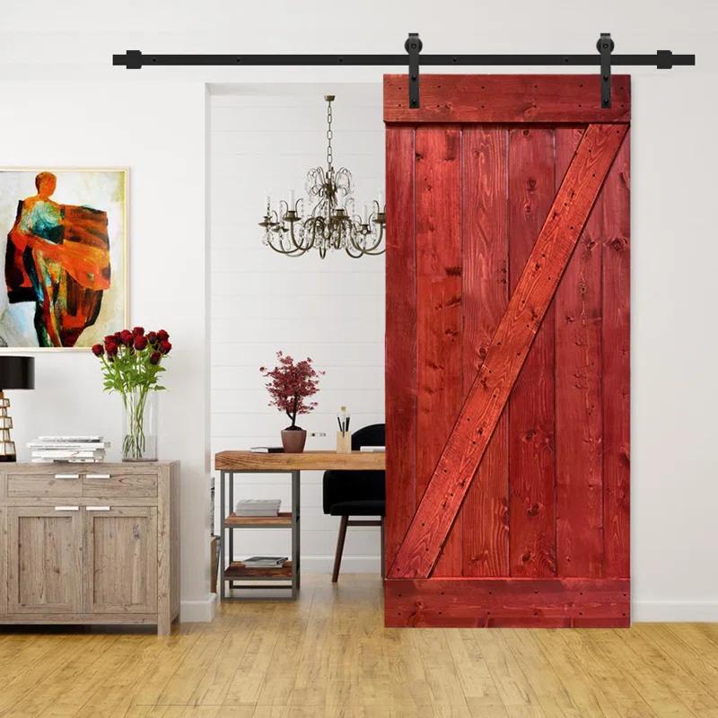 Calhome Solid Wood Paneled Painted with Installation Hardware Kit Barn Door