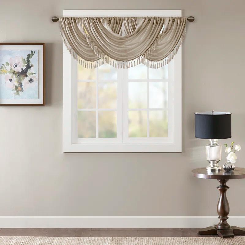 Madison Park Elena Faux Silk Waterfall Embellished 38'' W Window Valance