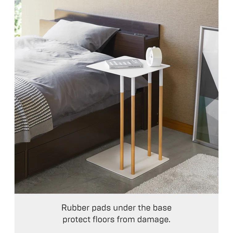 Plain Yamazaki Home Steel + Wood Sofa C Table End Table Coffee Tray, Bedside Or Living Room