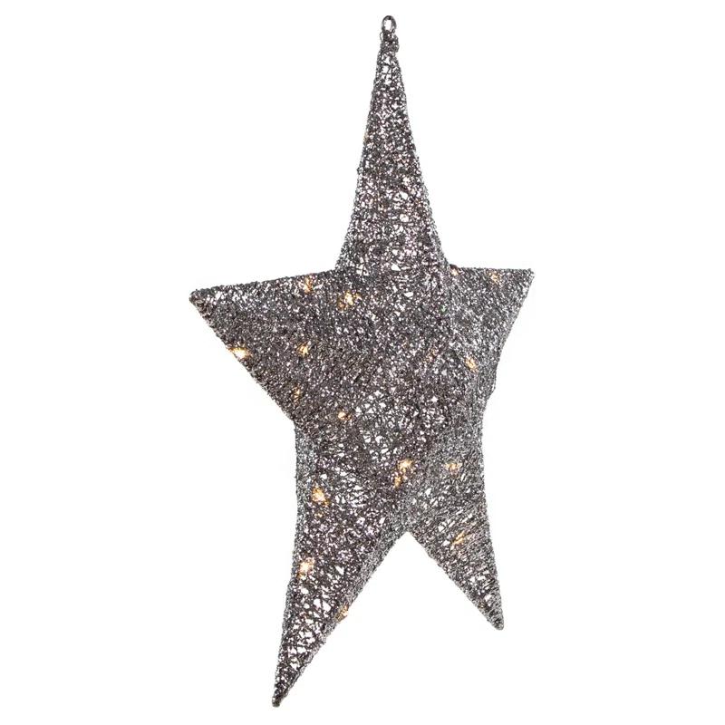 Northlight Seasonal 18" LED Lighted Silver Hanging Star Outdoor Christmas Decoration