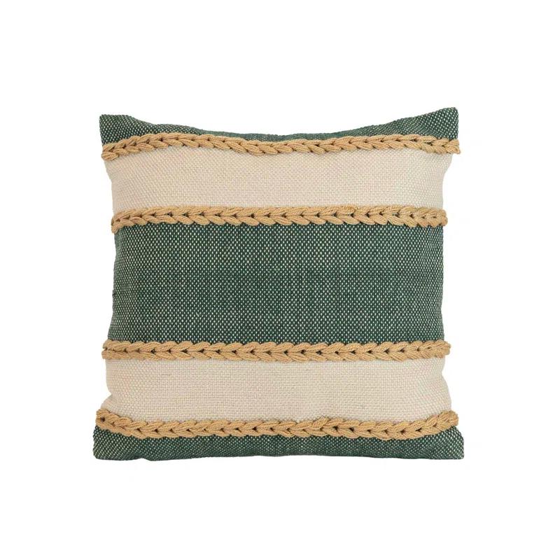 Foreside Home & Garden Foreside Home & Garden 20x20 Outdoor Indoor Wide Stripe Filled Throw Pillow Green Polyester