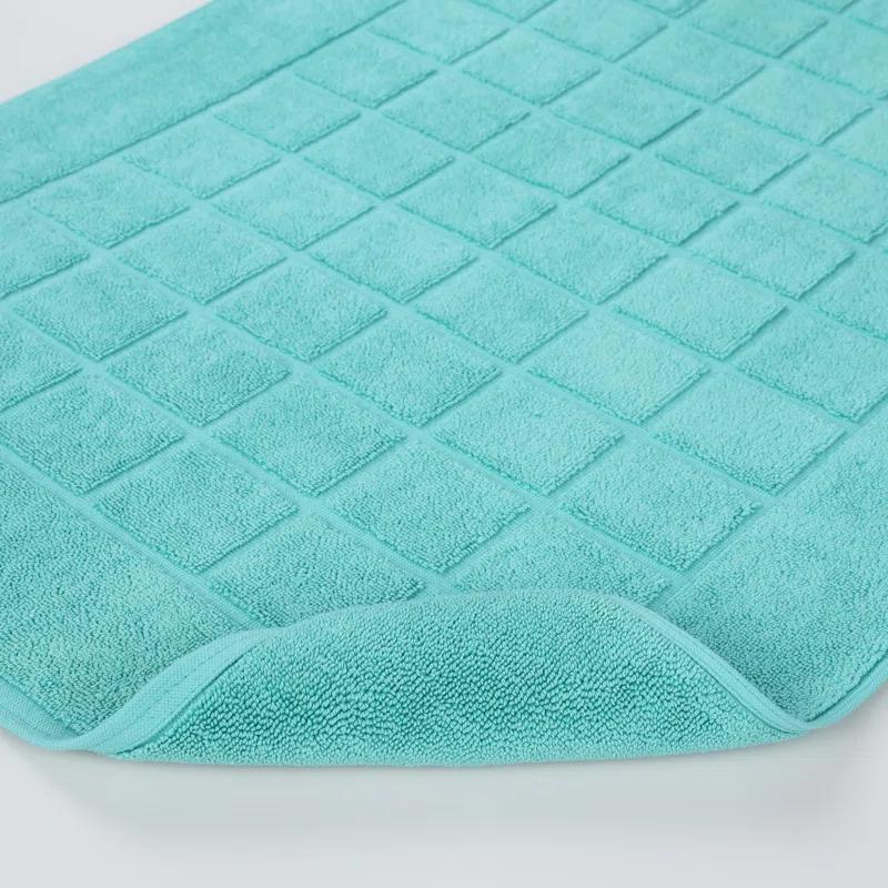 Nora Cotton Terry Solid Absorbent Thick Checkered Washable Bath Mat Set Of 2