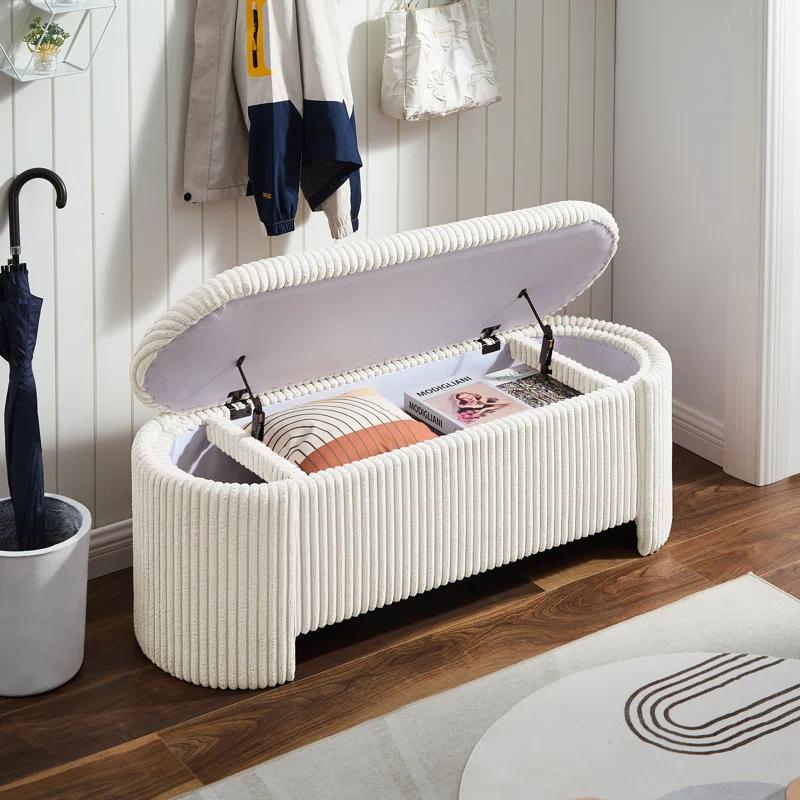 Latitude Run® Nikoma Corduroy Upholstered Storage Bench