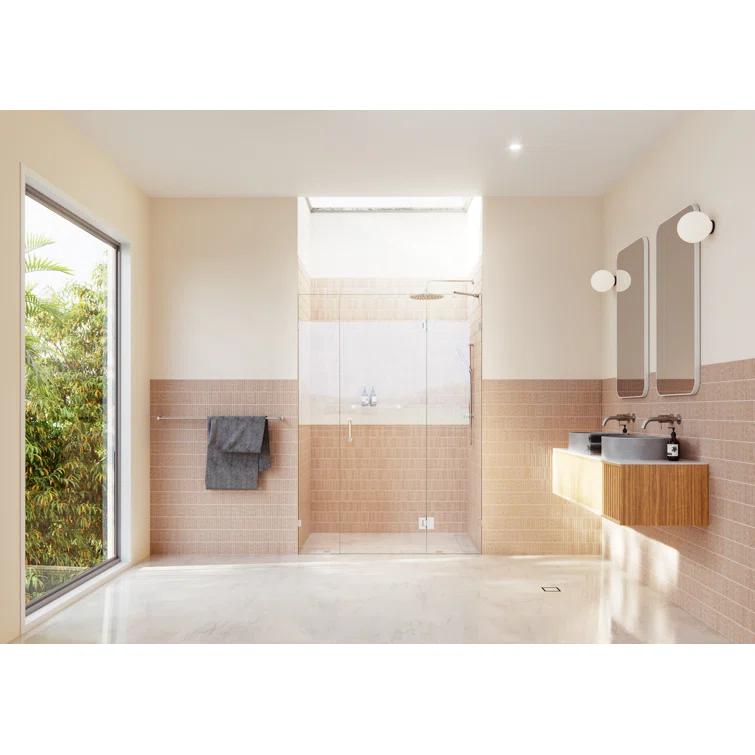 Glass Warehouse Stellar 55.5 in. W x 78 in. H Fully Frameless 3 Panel Inline Glass Hinged Shower Enclosure GHF-55.5-BN