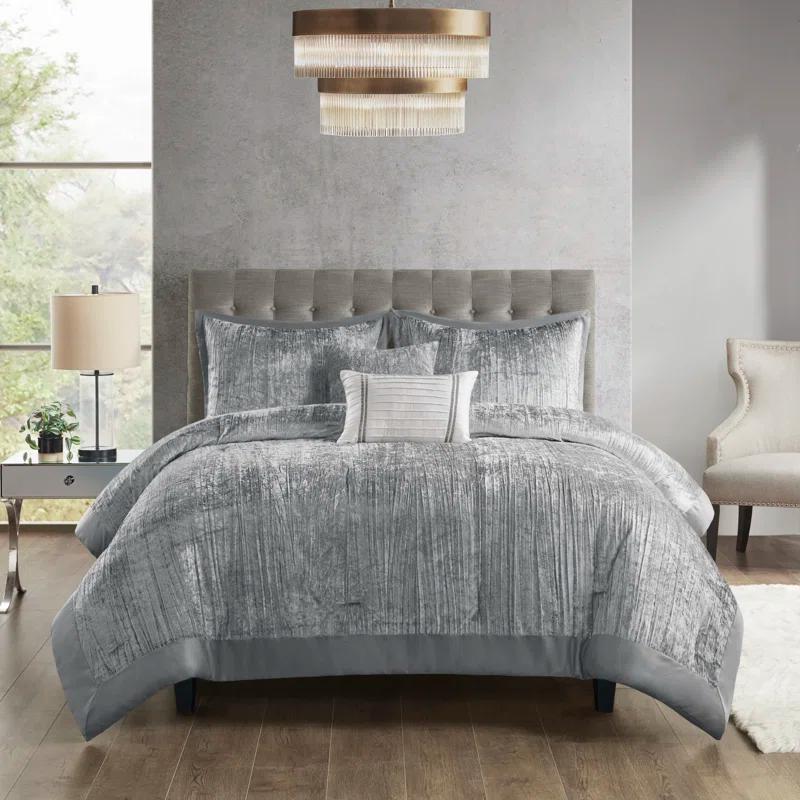 Madison Park Lee 5 Piece Crinkle Velvet Comforter Set