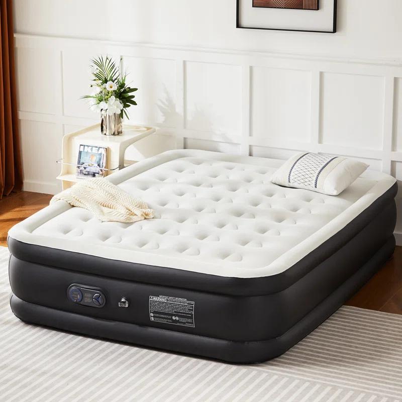 Ebern Designs 18 Inch Air Mattress Bed with Built- in Pump Blow Up Mattresses for Camping, Indoor Colchon, Guests
