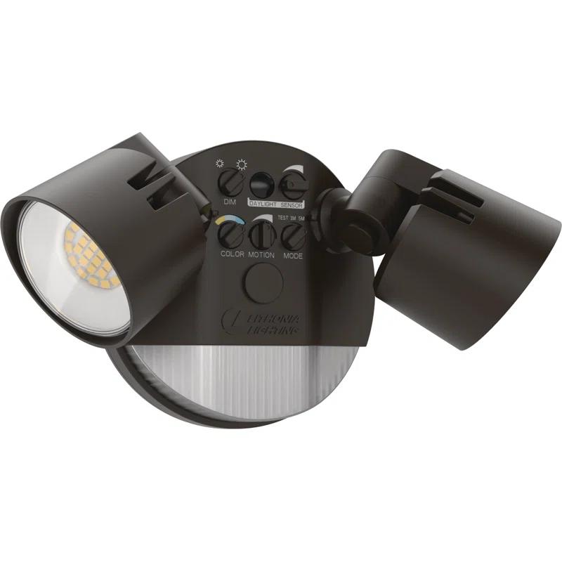 Lithonia Lighting 2 - Head Hardwired Dusk to Dawn Outdoor Security Flood Light with Motion Sensor