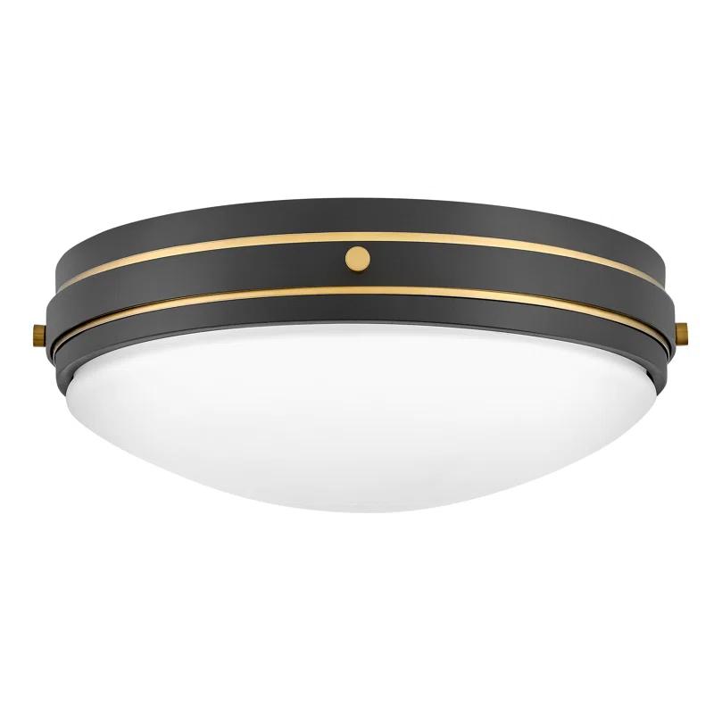 Hinkley Hinkley Oliver 15.75" 3-Light Shallow Flush Mount Ceiling Light w/ Etched Opal Glass