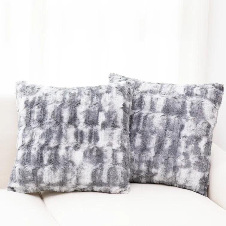 Cheer Collection Geometric Faux Fur Throw Pillow