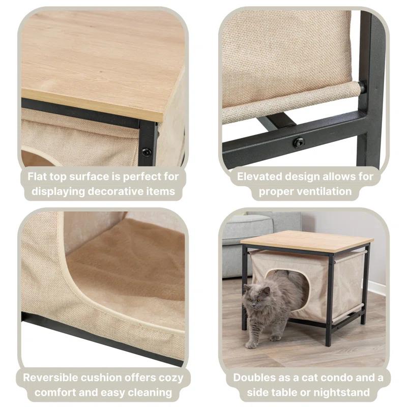 TRIXIE TRIXIE Emmie Indoor Cat Condo, Cat Bed Side Table & Nightstand, Cat Hideaway Cave with Cozy Cushion