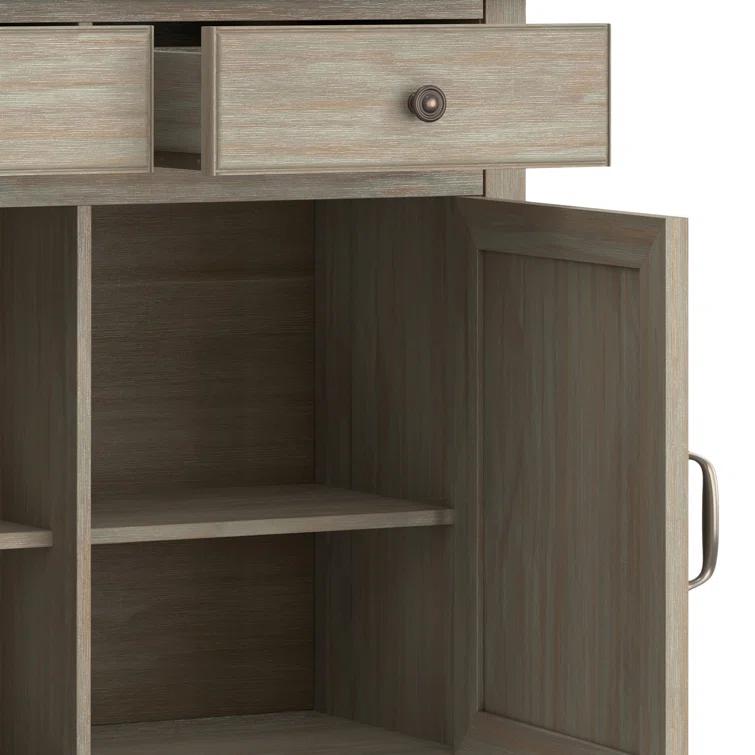 Simpli Home Connaught 40"W Solid Wood 2-Shelf Entryway Storage Cabinet with 2 Storage Drawers