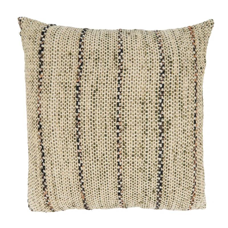 Saro Hugh Collection Striped Cotton Throw Pillow