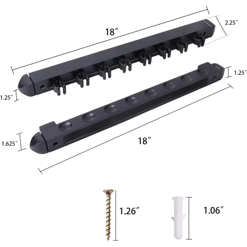 GSE Games & Sports Expert 2-Piece Billiard Pool Cue Stick Wall Mounted Rack, Holds 8 Pool Cue Stick