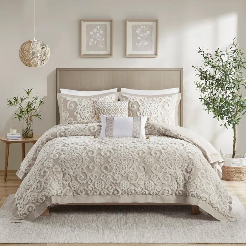 Suzanna 100% Cotton Comforter Set with Tufted Medallions