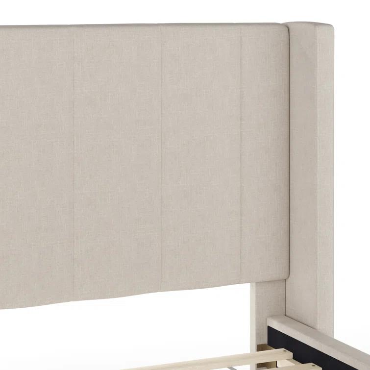 Martha Stewart Martha Stewart Kay Upholstered Platform Bed With Channel Stitched Wingback Headboard